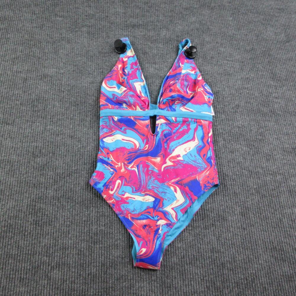 Curvy Kate One Piece Womens 14 Blue Tie Dye Reversible Lined Built-In Bra NWT
